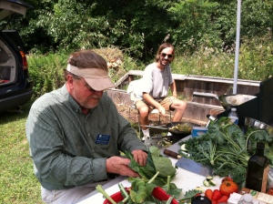 Bob Halstead from CCGA and Bridgeport preparing a meal from locally harvested community gardens.